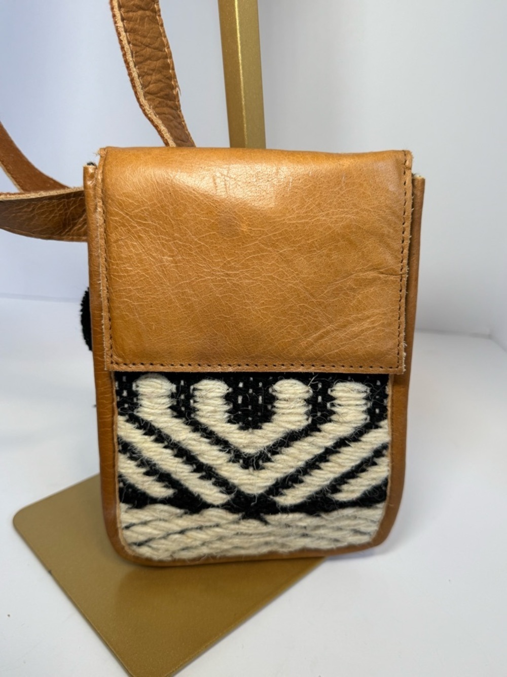 Stanley Street leather and wool crossbody bag
